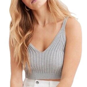 Aerie Rib Knit Crop Tank M Purple Lavender